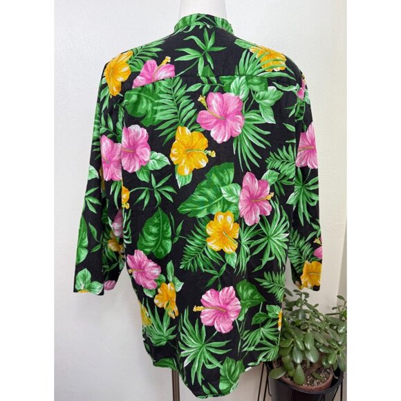 Lauren Ralph Lauren Womens 100% Linen Tropical Top Size Large Toggle Beachy - Picture 8 of 13